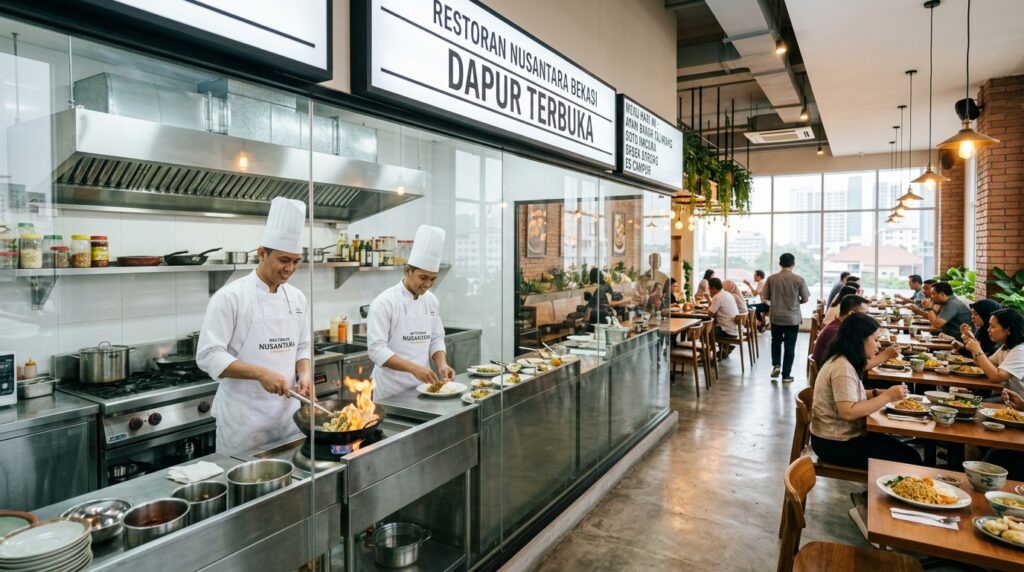 Dapur restoran skala besar memerlukan Simulasi Biaya AMDAL Restoran di Bekasi