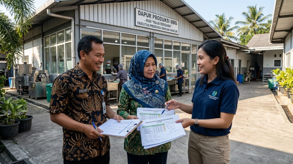 Pengurus koperasi mendiskusikan Simulasi Biaya UKL UPL dapur MBG Tangerang