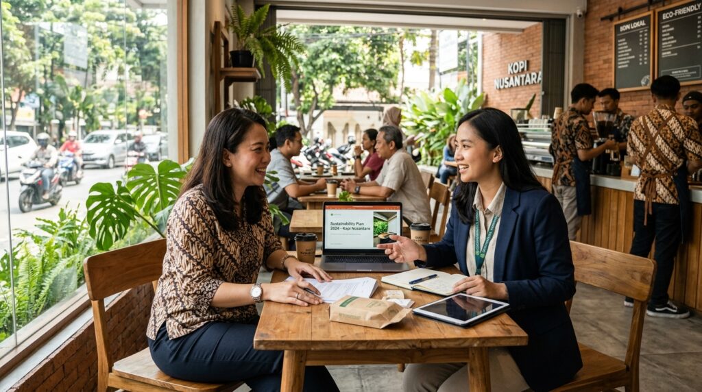 Pemilik Cafe Shop AMDAL berkonsultasi dengan tim ahli lingkungan