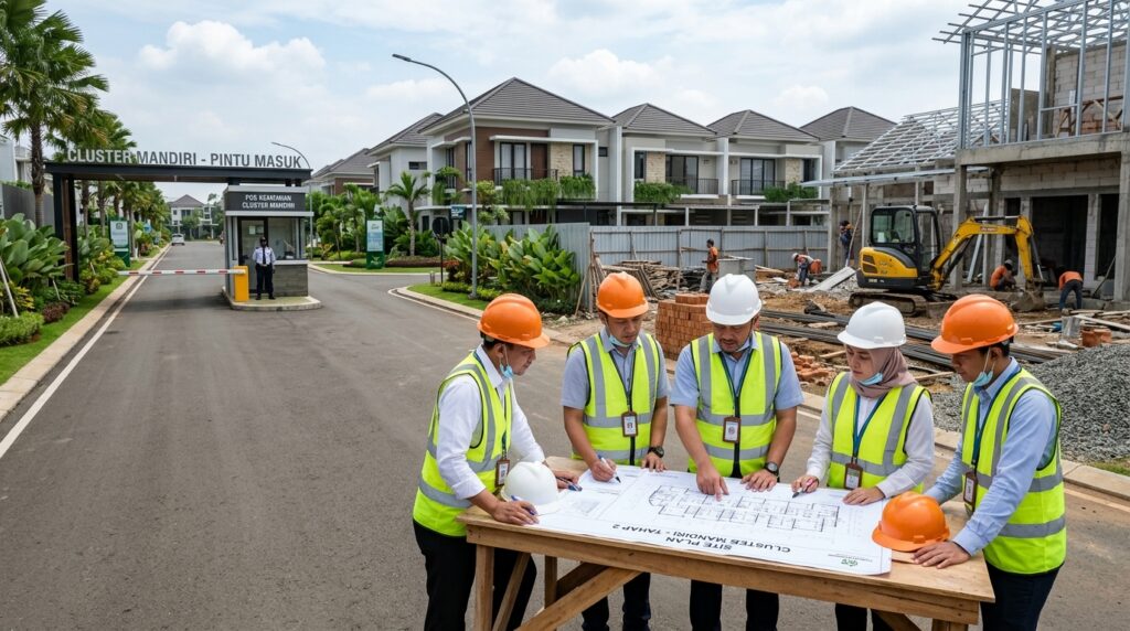 Pemilik Cluster Perumahan UKL sedang meninjau dokumen lingkungan proyek perumahan