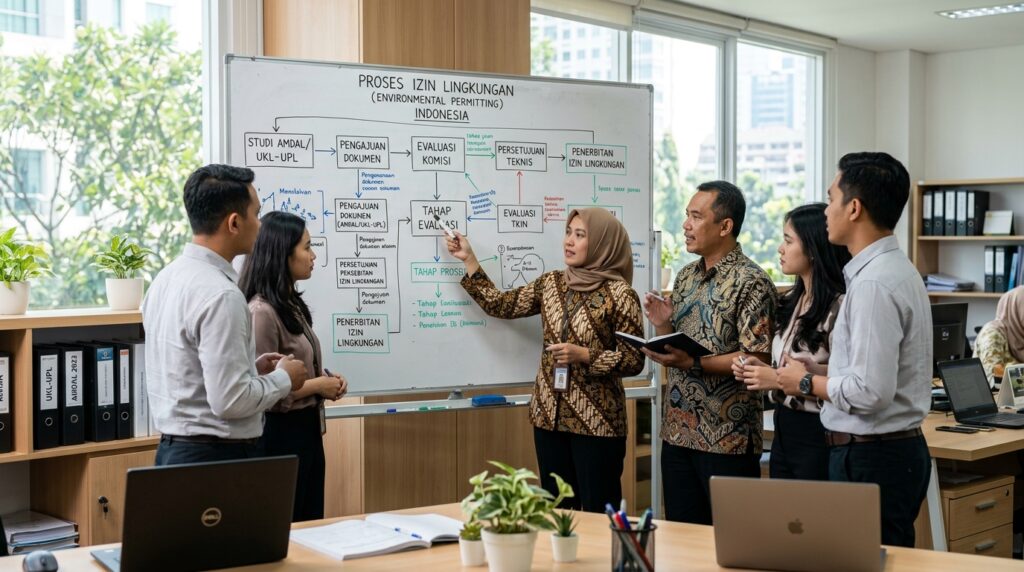 Tim konsultan menjelaskan jenis jasa UKL UPL SPPL kepada klien pelaku usaha