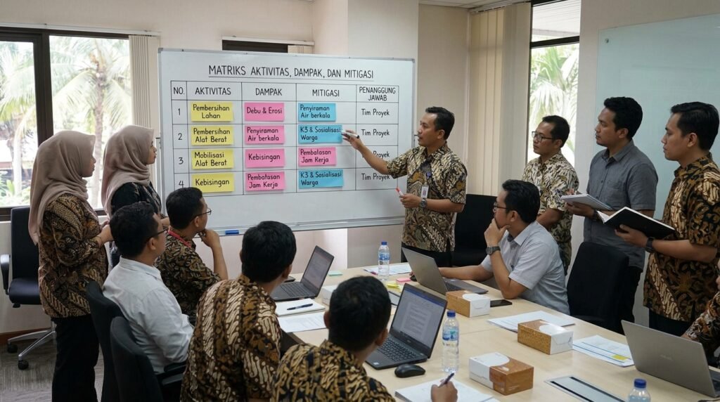 amdal industri — matrix kegiatan-dampak-mitigasi di ruang EHS