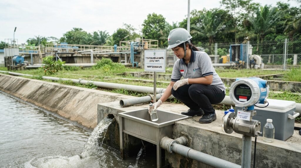 pertek bmal — titik sampling outlet air limbah dan flow meter